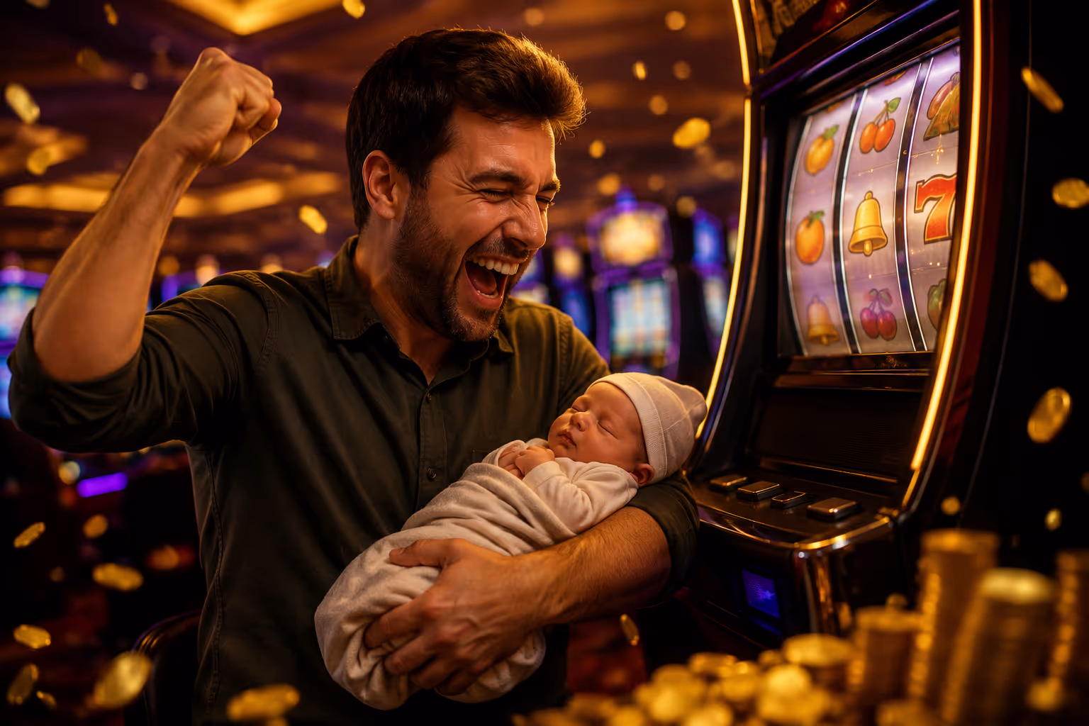 Gain aux machines à sous d'un jeune père